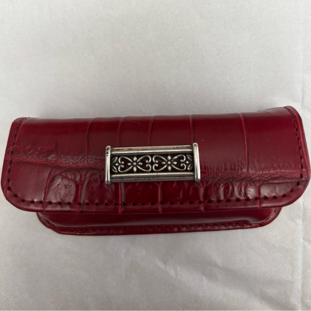 Brighton Elegant Red Leather Lipstick Case